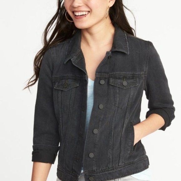banana republic black denim jacket